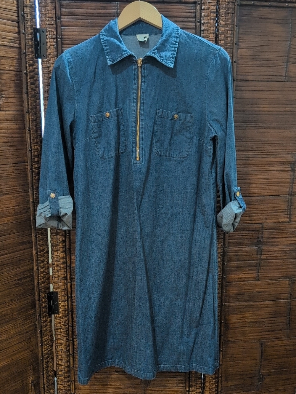 Anne Klein Denim Midi Shirt Dress in Blue